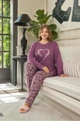 Aydoğan Kadın inci Büyük Beden Kalpli Gülkurusu Pijama Takım 0649 - 1
