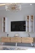 Myniture Home & Living Festival Tv Ünitesi G3007-6-1 BEYAZ ATLANTİK SİLVER COLOR Tv Sehpası ve Duvar Rafı - 3