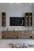 Myniture Home & Living Festival Tv Ünitesi G3007-2 CEVİZ - COLOR Gold detaylı Minifiks Bağlantı Tv Sehpası ve Duvar Rafı thumbnail 2
