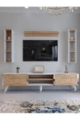 Myniture Home & Living Festival Tv Ünitesi S3009-6-1 BEYAZ ATLANTİK SİLVER COLOR Tv Sehpası ve Duvar Rafı thumbnail 2
