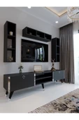 Myniture Home & Living Festival Tv Ünitesi G3006-4 Antrasit - Silver detaylı Minifiks Bağlantı Tv Sehpası ve Duvar Rafı - 1