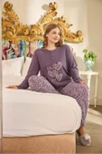 Aydoğan Kadın Suzi Büyük Beden Termal Erik Moru Pijama Takım 0683 - 1