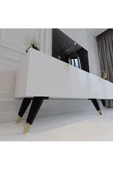Myniture Home & Living Modern Tv Sehpası Üçgen Kulp Kepli Q8017-1 Beyaz thumbnail 4