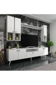 MobilyaFırsat Ideal Tv Ünitesi Duvar Raf Ve Duvar Dolaplı Q7024-1 Beyaz thumbnail 1