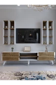 Myniture Home & Living Festival Tv Ünitesi S3001-2-1 CEVİZ BEYAZ  - COLOR SİLVER Tv Sehpası ve Duvar Rafı thumbnail 2