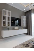 Myniture Home & Living Festival Tv Sehpası Q6401-1 Beyaz Parlak Minifiks Bağlantı Duvara Monte Tv Ünitesi - 1