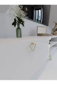 Myniture Home & Living Festival Tv Ünitesi G3001-1 Beyaz Parlak Gold detaylı Minifiks Bağlantı Tv Sehpası ve Duvar Rafı - 4