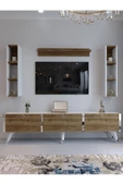 Myniture Home & Living Festival Tv Ünitesi S3008-2-1 CEVİZ BEYAZ  - COLOR SİLVER Tv Sehpası ve Duvar Rafı thumbnail 2