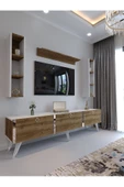 Myniture Home & Living Festival Tv Ünitesi S3008-2-1 CEVİZ BEYAZ  - COLOR SİLVER Tv Sehpası ve Duvar Rafı thumbnail 1