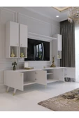 Myniture Home & Living Modern Tv Sehpası Gold Üçgen Kulp Kepli G8024-1-1 Beyaz thumbnail 2