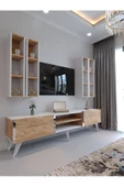 Myniture Home & Living Festival Tv Ünitesi S3001-6-1 BEYAZ ATLANTİK SİLVER COLOR Tv Sehpası ve Duvar Rafı - 1
