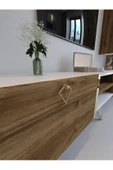 Myniture Home & Living Festival Tv Ünitesi G3009-2-1 Ceviz Beyaz Color Gold Tv Sehpası ve Duvar Rafı thumbnail 4