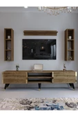 Myniture Home & Living Festival Tv Ünitesi G3009-2 CEVİZ - COLOR Gold detaylı Minifiks Bağlantı Tv Sehpası ve Duvar Rafı thumbnail 2