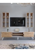 Myniture Home & Living Festival Tv Ünitesi S3001-6-1 BEYAZ ATLANTİK SİLVER COLOR Tv Sehpası ve Duvar Rafı - 2