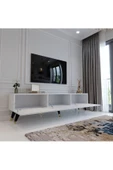 Myniture Home & Living Modern Tv Sehpası Üçgen Kulp Kepli Q8017-1 Beyaz thumbnail 3