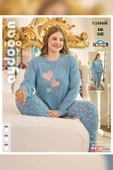 Aydoğan Kadın Suzi Büyük Beden Termal Mavi Pijama Takım 0686 - 3