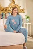 Aydoğan Kadın Suzi Büyük Beden Termal Mavi Pijama Takım 0686 - 1