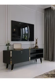 Myniture Home & Living Festival Tv Sehpası G6304-4 Antrasit Gold detaylı Minifiks Bağlantı Tv Ünitesi - 1