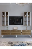 Myniture Home & Living Festival Tv Ünitesi S3002-2-1 CEVİZ BEYAZ  - COLOR SİLVER Tv Sehpası ve Duvar Rafı thumbnail 2