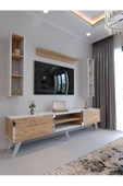 Myniture Home & Living Festival Tv Ünitesi S3009-6-1 BEYAZ ATLANTİK SİLVER COLOR Tv Sehpası ve Duvar Rafı thumbnail 1