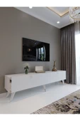 Myniture Home & Living Festival Tv Ünitesi S3011-1 Beyaz Parlak Silver detaylı Minifiks Bağlantı Tv Sehpası thumbnail 1
