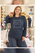Aydoğan Kadın Suzi Büyük Beden Termal Lacivert Pijama Takım 0685 - 3