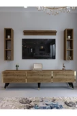 Myniture Home & Living Festival Tv Ünitesi G3008-2 CEVİZ - COLOR Gold detaylı Minifiks Bağlantı Tv Sehpası ve Duvar Rafı thumbnail 2