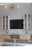 Myniture Home & Living Festival Tv Ünitesi S3001-6-1 BEYAZ ATLANTİK SİLVER COLOR Tv Sehpası ve Duvar Rafı - 3