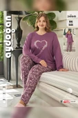 Aydoğan Kadın inci Büyük Beden Kalpli Gülkurusu Pijama Takım 0649 - 2