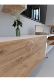 Myniture Home & Living Festival Tv Ünitesi S3001-6-1 BEYAZ ATLANTİK SİLVER COLOR Tv Sehpası ve Duvar Rafı - 4