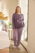 Aydoğan Kadın Suzi Büyük Beden Termal Erik Moru Pijama Takım 0683 - 2