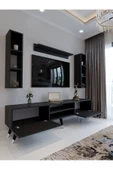 Myniture Home & Living Festival Tv Ünitesi S3009-4 Antrasit - Silver Detaylı Minifiks Bağlantı Tv Sehpası Ve Duvar Rafı - 3