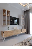 Myniture Home & Living Festival Tv Ünitesi S3002-6-1 BEYAZ ATLANTİK SİLVER COLOR Tv Sehpası ve Duvar Rafı thumbnail 1