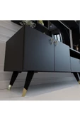 Myniture Home & Living Modern Tv Sehpası Gold Üçgen Kulp Kepli Q8024-4 Antrasit thumbnail 3