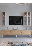 Myniture Home & Living Festival Tv Ünitesi G3007-6-1 BEYAZ ATLANTİK SİLVER COLOR Tv Sehpası ve Duvar Rafı - 2