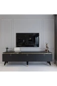 Myniture Home & Living Modern Tv Sehpası Gold Üçgen Kulp Kepli G9107-4 Antrasit 35 Cm Derinlik thumbnail 1