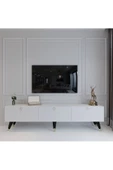 Myniture Home & Living Modern Tv Sehpası Üçgen Kulp Kepli Q8017-1 Beyaz thumbnail 1