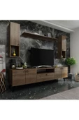 MobilyaFırsat Ideal Tv Ünitesi Duvar Raf Ve Duvar Dolaplı Q7023-2 Ceviz - 1