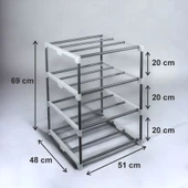 Metal Borulu Hurç 4 Katlı Ayakkabılık Çok Amaçlı Organizer Raf Banyo Kiler - 5
