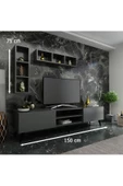 MobilyaFırsat Ideal Tv Ünitesi Duvar Raflı Q7805-4 Antrasit - 2