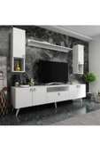 MobilyaFırsat Ideal Tv Ünitesi Duvar Raf Ve Duvar Dolaplı Q7023-1 Beyaz thumbnail 1