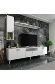 MobilyaFırsat Ideal Tv Ünitesi Duvar Raf Ve Duvar Dolaplı Q7026-1 Beyaz - 1