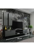 MobilyaFırsat Ideal Tv Ünitesi Duvar Raf Ve Duvar Dolaplı Q7022-4 Antrasit thumbnail 2