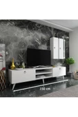 MobilyaFırsat Ideal Tv Ünitesi Duvar Raf Ve Dolaplı Q7818-1 Beyaz thumbnail 2