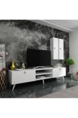 MobilyaFırsat Ideal Tv Ünitesi Duvar Raf Ve Dolaplı Q7818-1 Beyaz thumbnail 1