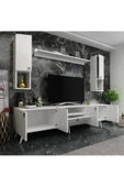 MobilyaFırsat Ideal Tv Ünitesi Duvar Raf Ve Duvar Dolaplı Q7023-1 Beyaz thumbnail 2