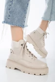 JOO Krem Cilt Cat Bağcık Detaylı Kadın Bot thumbnail 1