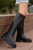 ANDERS Siyah Cilt Fermuar Detaylı Kadın Çizme - 3
