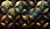 Gold-Mavi Desenli Duvar Kağıdı Baskı - 7