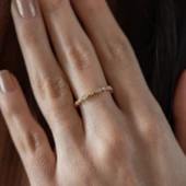 8 Ayar Altın Taşlı Kadın Yüzük - 1